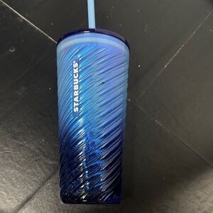 Starbucks glass Iridescent Blue Tumbler with Straw